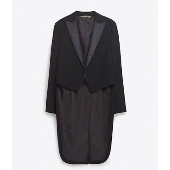 ZARA MAN TUXEDO TAILCOAT JACKET WITH SATEEN LAPEL - Picture 4 of 8